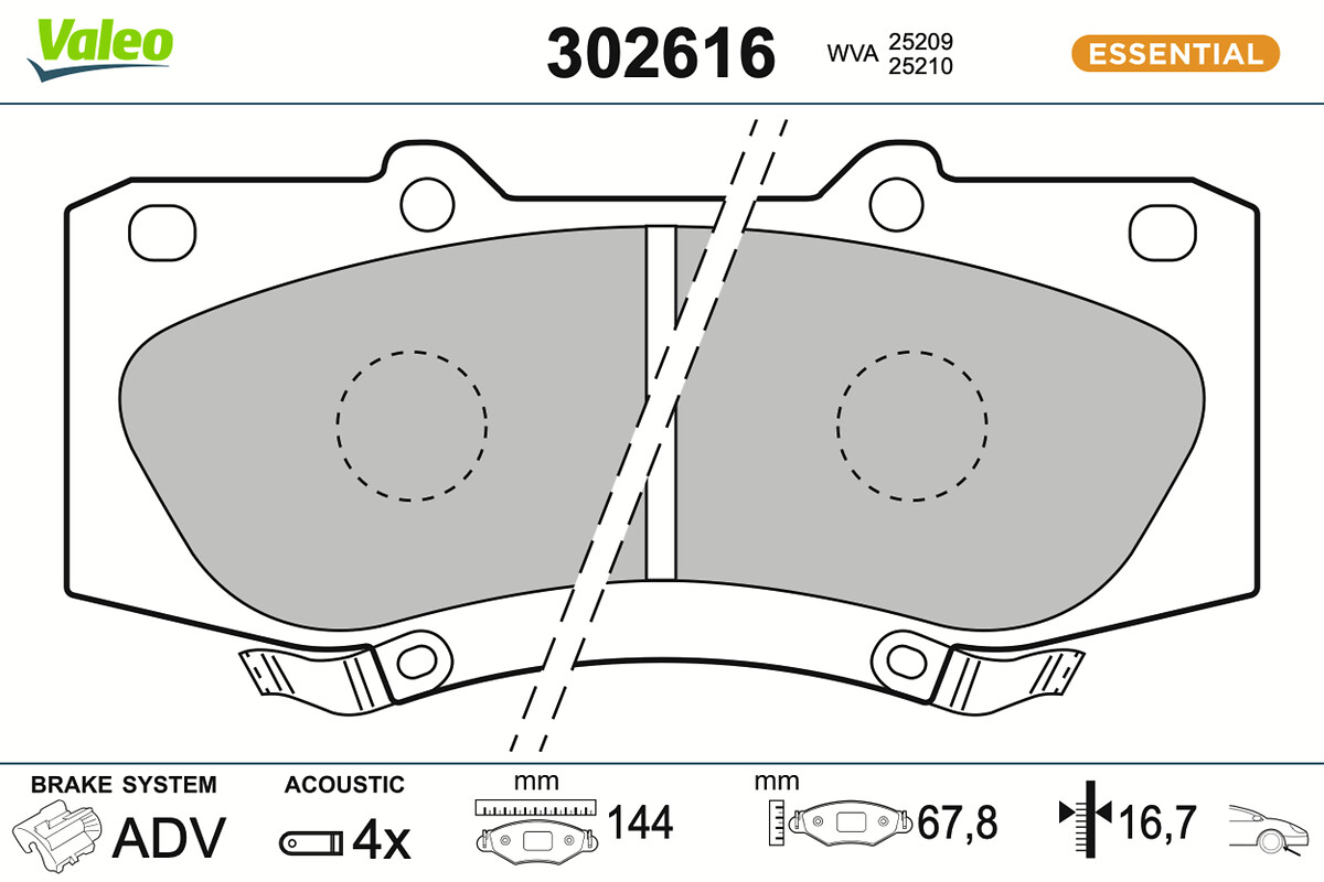 Jogo de 4 pastilhas de travão VALEO ref. 302616